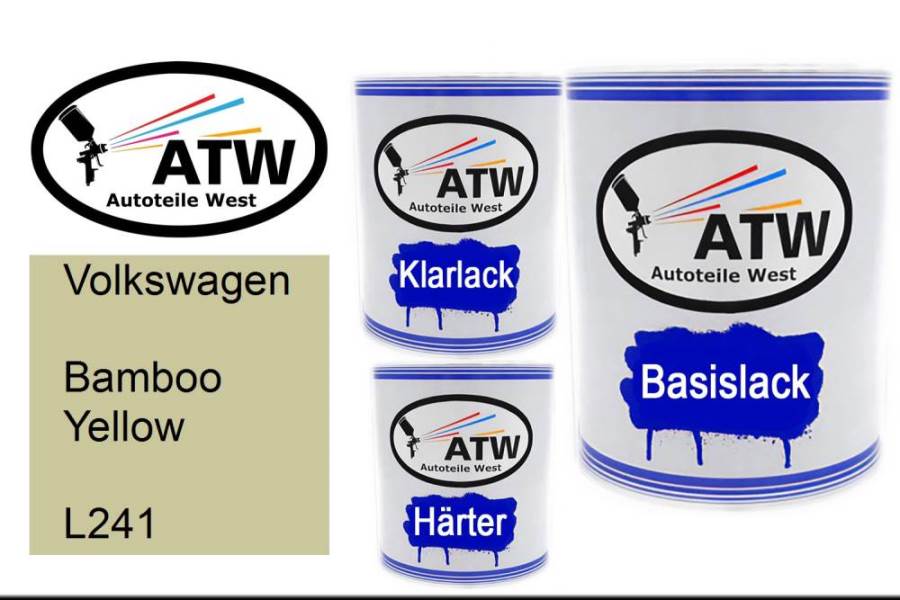 Volkswagen, Bamboo Yellow, L241: 1L Lackdose + 1L Klarlack + 500ml Härter - Set, von ATW Autoteile West.